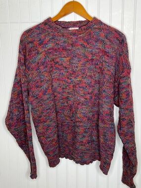 Women's Multicolor Crewneck Sweater - Vibrant Knit